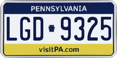 PA license plate LGD9325