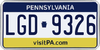 PA license plate LGD9326