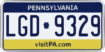 PA license plate LGD9329