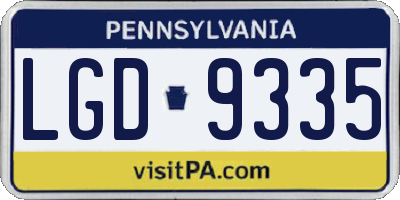 PA license plate LGD9335