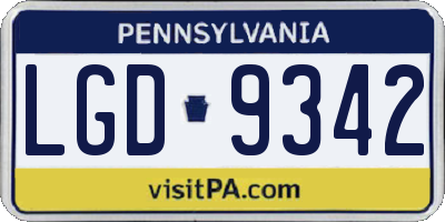 PA license plate LGD9342