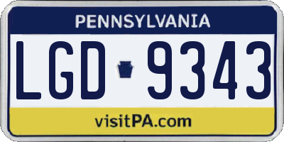 PA license plate LGD9343