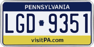 PA license plate LGD9351
