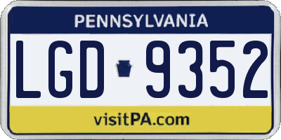 PA license plate LGD9352