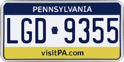 PA license plate LGD9355