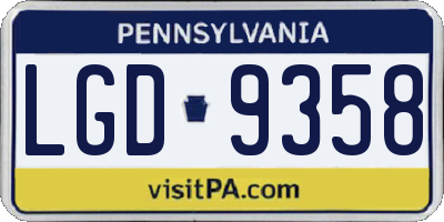 PA license plate LGD9358