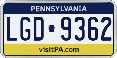 PA license plate LGD9362