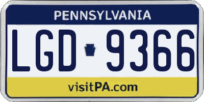 PA license plate LGD9366
