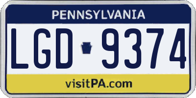 PA license plate LGD9374