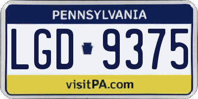 PA license plate LGD9375