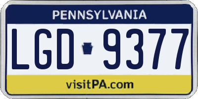 PA license plate LGD9377