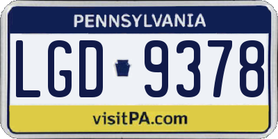 PA license plate LGD9378