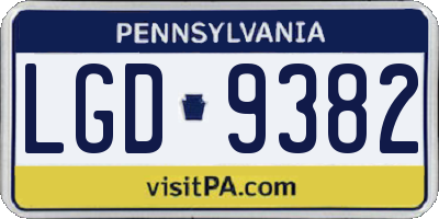 PA license plate LGD9382