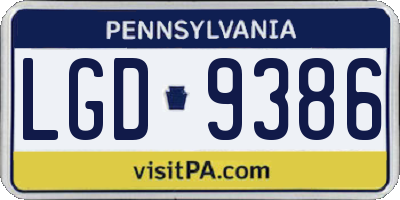 PA license plate LGD9386