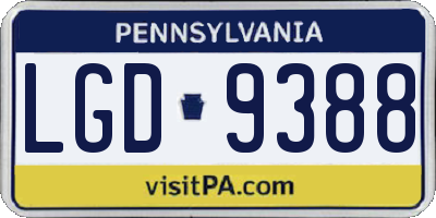 PA license plate LGD9388