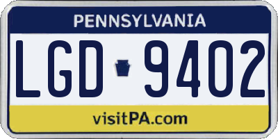 PA license plate LGD9402