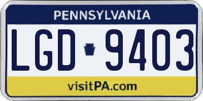 PA license plate LGD9403
