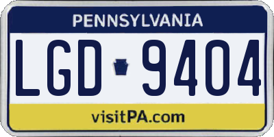 PA license plate LGD9404