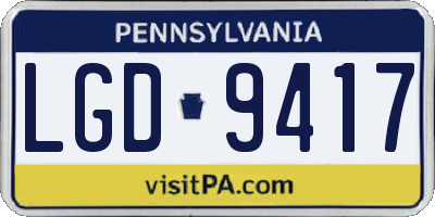 PA license plate LGD9417