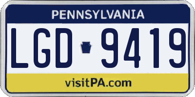PA license plate LGD9419