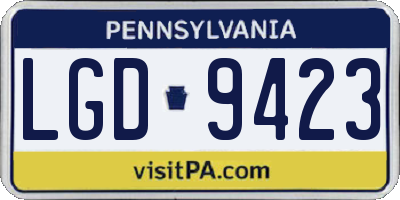 PA license plate LGD9423
