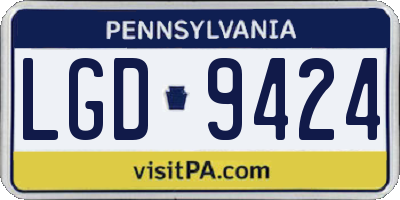 PA license plate LGD9424