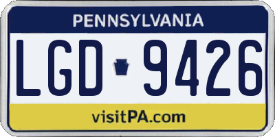 PA license plate LGD9426