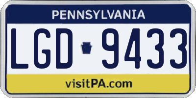 PA license plate LGD9433