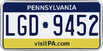 PA license plate LGD9452
