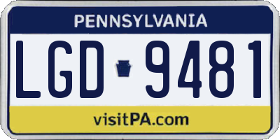 PA license plate LGD9481