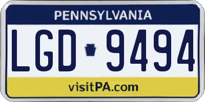 PA license plate LGD9494