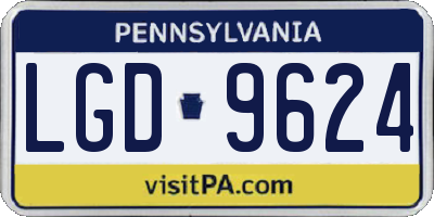 PA license plate LGD9624