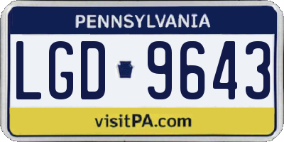 PA license plate LGD9643