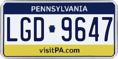 PA license plate LGD9647