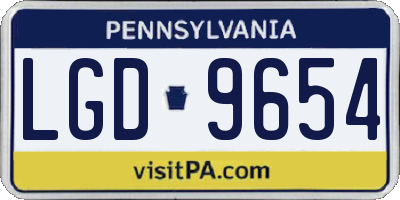 PA license plate LGD9654