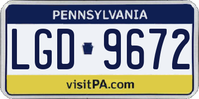 PA license plate LGD9672