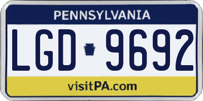 PA license plate LGD9692