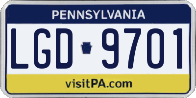 PA license plate LGD9701