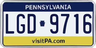 PA license plate LGD9716
