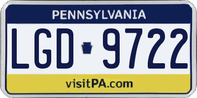 PA license plate LGD9722