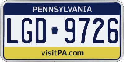 PA license plate LGD9726