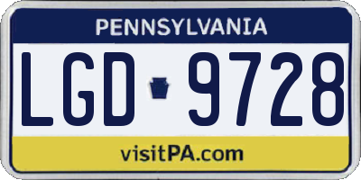 PA license plate LGD9728