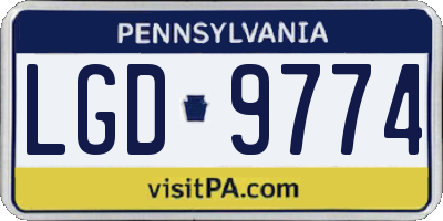 PA license plate LGD9774
