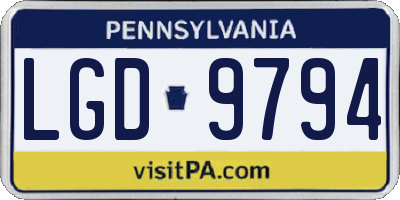PA license plate LGD9794