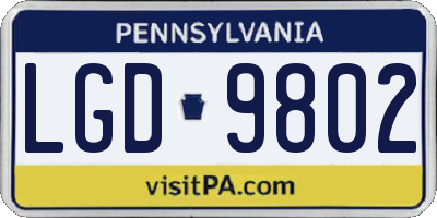 PA license plate LGD9802