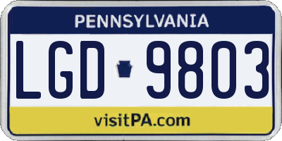PA license plate LGD9803