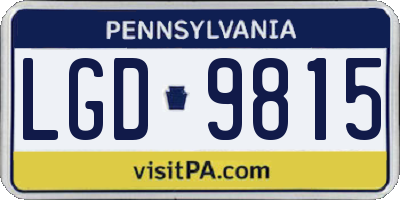 PA license plate LGD9815