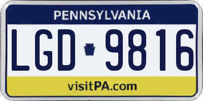 PA license plate LGD9816