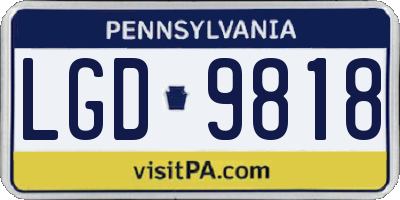 PA license plate LGD9818