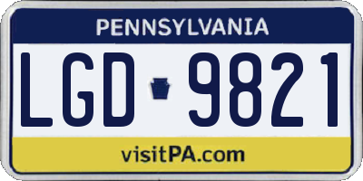 PA license plate LGD9821